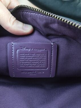 Coach Purple Leather Cosmetic Pouch with Embossed Disney Patch
